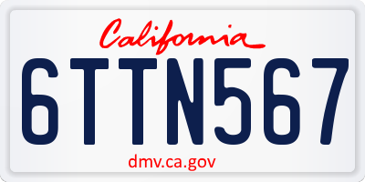 CA license plate 6TTN567