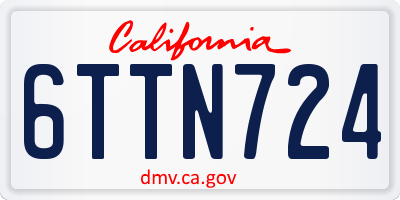 CA license plate 6TTN724