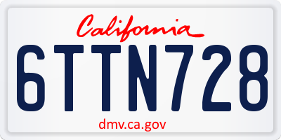 CA license plate 6TTN728