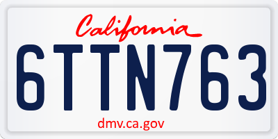 CA license plate 6TTN763