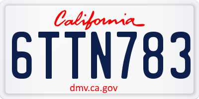 CA license plate 6TTN783