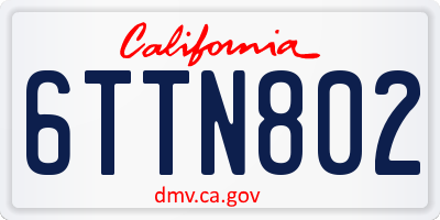 CA license plate 6TTN802
