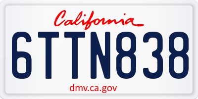 CA license plate 6TTN838