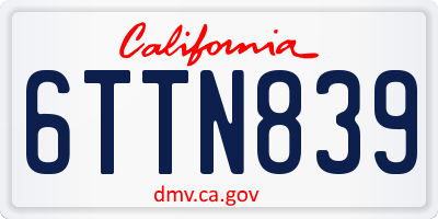 CA license plate 6TTN839