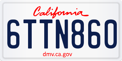 CA license plate 6TTN860