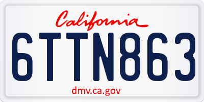 CA license plate 6TTN863