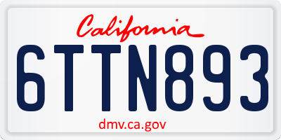 CA license plate 6TTN893