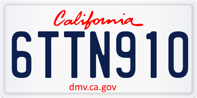CA license plate 6TTN910
