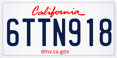 CA license plate 6TTN918