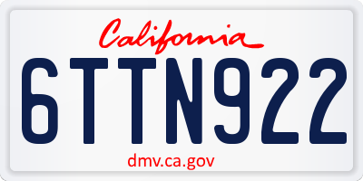 CA license plate 6TTN922