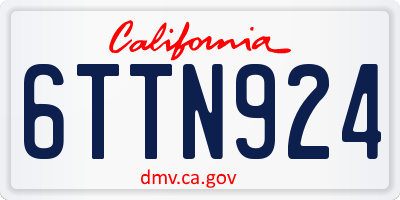 CA license plate 6TTN924