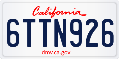 CA license plate 6TTN926