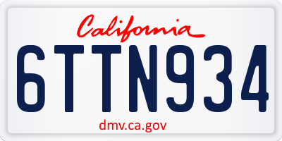 CA license plate 6TTN934