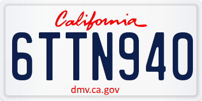 CA license plate 6TTN940