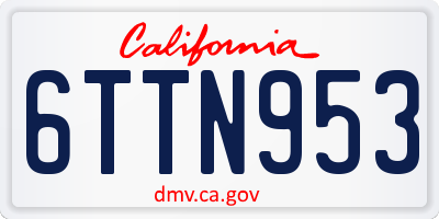 CA license plate 6TTN953