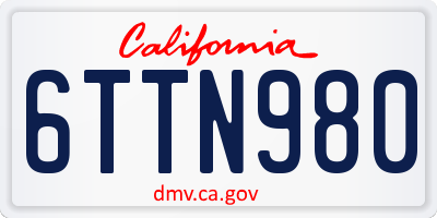 CA license plate 6TTN980