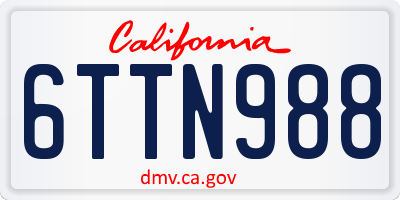 CA license plate 6TTN988