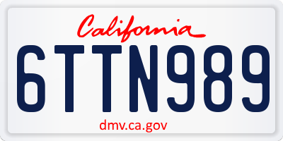 CA license plate 6TTN989