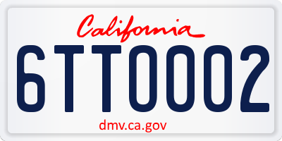 CA license plate 6TTO002