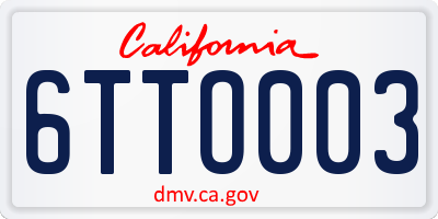 CA license plate 6TTO003