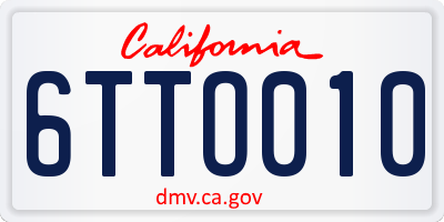 CA license plate 6TTO010