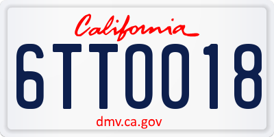 CA license plate 6TTO018