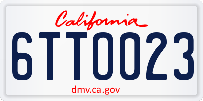 CA license plate 6TTO023