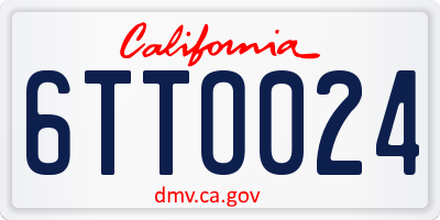 CA license plate 6TTO024