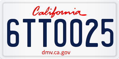 CA license plate 6TTO025