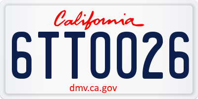 CA license plate 6TTO026