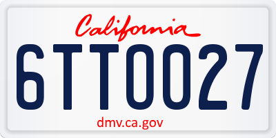 CA license plate 6TTO027