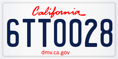 CA license plate 6TTO028