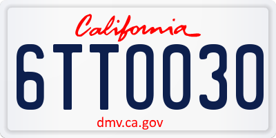 CA license plate 6TTO030