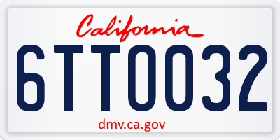 CA license plate 6TTO032