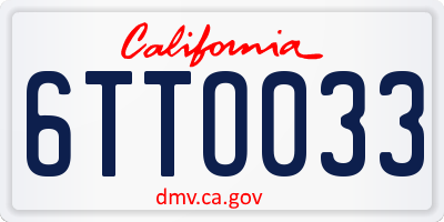 CA license plate 6TTO033