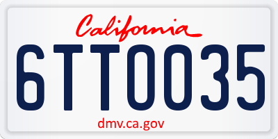 CA license plate 6TTO035