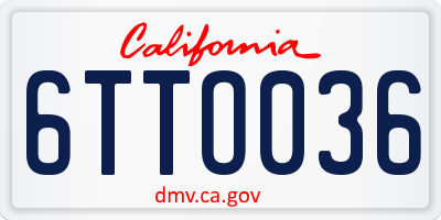CA license plate 6TTO036