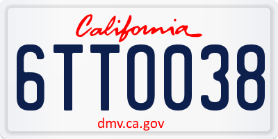 CA license plate 6TTO038