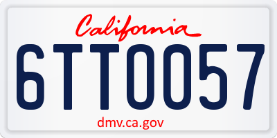 CA license plate 6TTO057