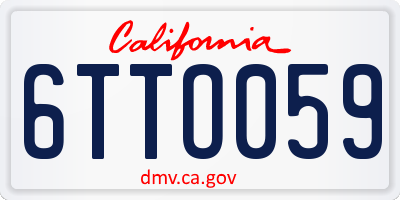 CA license plate 6TTO059