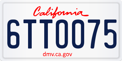 CA license plate 6TTO075