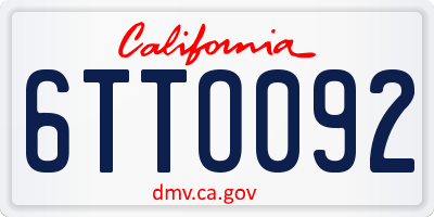 CA license plate 6TTO092