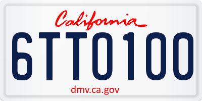 CA license plate 6TTO100