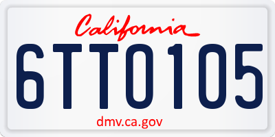 CA license plate 6TTO105