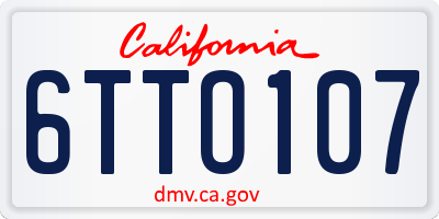 CA license plate 6TTO107