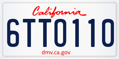CA license plate 6TTO110