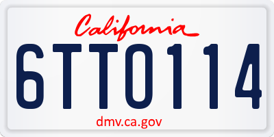CA license plate 6TTO114
