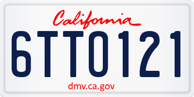 CA license plate 6TTO121