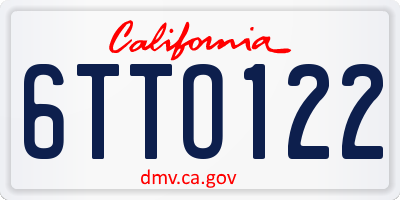 CA license plate 6TTO122