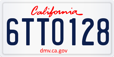 CA license plate 6TTO128